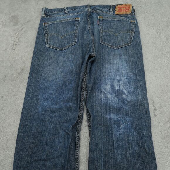 Levi's 505 Jeans Mens Size 38x32 Blue Regular Straight Rigid Denim Pants Stained - Picture 2 of 16